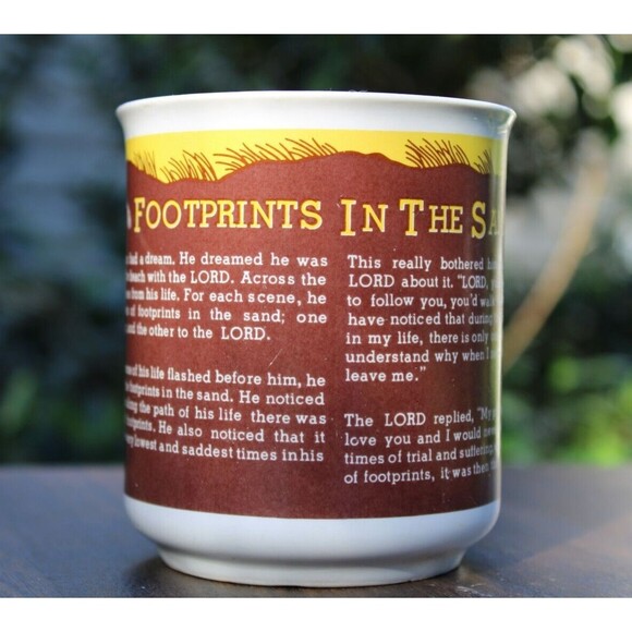 1986 Footprints in the Sand Mug Cup Vintage Collectible Religious - Picture 2 of 8